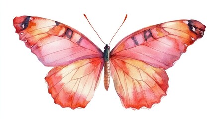 Fototapeta premium Isolated watercolor butterfly on white background