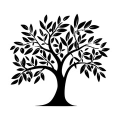 Obraz premium Detailed vector illustration of a tree with twisting branches and leaves, perfect for nature-themed designs, logos, and environmental concepts.