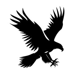 Fototapeta premium Black-and-white vector illustration of an eagle with outstretched wings and sharp talons, perfect for wildlife, freedom, or power-themed designs.