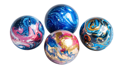 Set of Celestial Harmony Planet Spheres on a Transparent Background Generative AI