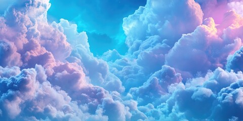 Fototapeta premium Vibrant blue sky featuring white altocumulus clouds, creating a textured background image, Textured background of vibrant blue sky with white altocumulus clouds