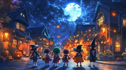 A group of children dressed as witches