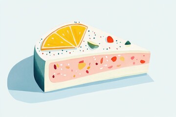 Illustration of a traditional steamed rice cake shaped like a half moon made from nonglutinous rice flour and filled with sweet ingredients