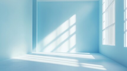 Fototapeta premium 3D rendering of a light blue and white interior space
