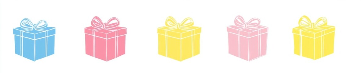 Obraz premium Elegant illustration featuring Christmas gifts in a minimalist style.