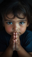 Fototapeta premium Young child with hands in prayer