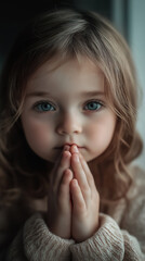 Fototapeta premium Young child with hands in prayer