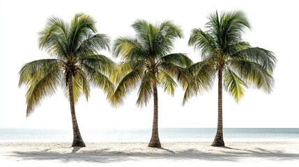 Obraz premium Lush Coconut Palm Trees on a Serene White Backdrop
