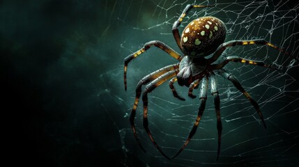 Obraz premium Isolated Black Background with Spider