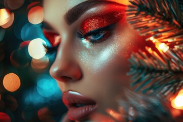 Fototapeta premium Beautiful Fashion Holiday Makeup