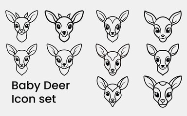 deer head silhouette, majestic deer head profile silhouette antlers illustration black and white wildlife art, Mounted Animals, Baby deer head silhouette illustration isolated on white background. 