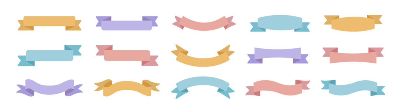 Ribbons banners set. Ribbons collection. Colorful Vector Ribbon Banners. 