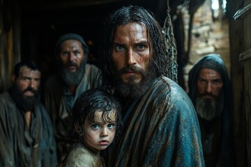 Jesus Christ with small child. 