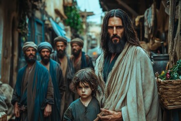 Jesus Christ with small child. 