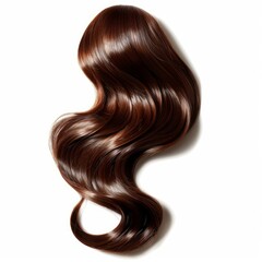 Fototapeta premium Long and shiny brown hair flowing on white background, isolated