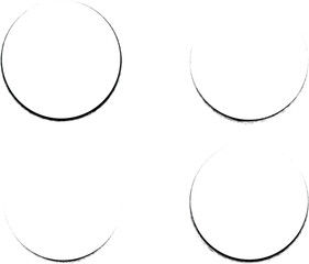 Set of vector circle border frames with rough edges .Grainy texture .  Shadow effect .Circle frame template collection . Grainy tiny frame borders isolated on the background . Rough edges effect.