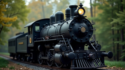 Fototapeta premium An Intricate Detail of a Historical Civil War-Era Steam Locomotive, Capturing the Essence of Industrial History Amidst Nature