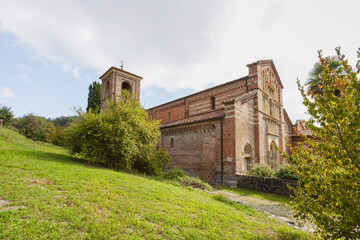 External details of the Vezzolano Abbey. It is a church in Romanesque and Gothic style, among the most important medieval monuments of Piedmont, near the village of Albugnano (Asti Province).