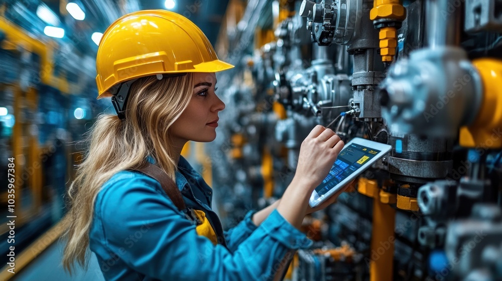 Poster worker using a project management tool on a tablet, illustrating the integration of technology to st