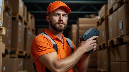 Warehouse worker using a barcode scanner to track inventory, highlighting the role of digital tools in modern supply chain management
