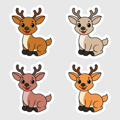 a collection of cute deer sticker vector bundle.