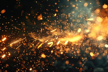 Obraz premium Continuous glowing sparks in darkness.