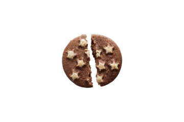 Single isolated broken biscuit in white background