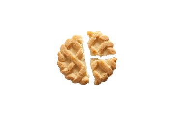 Single isolated broken biscuit in white background