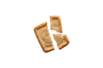 Single isolated broken biscuit in white background