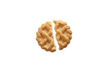 Single isolated broken biscuit in white background