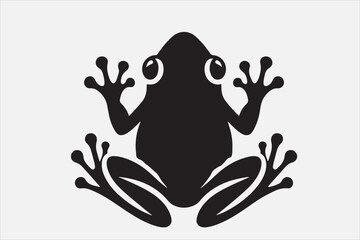 A black silhouette of a frog viewed.