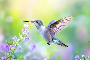 Fototapeta premium Hummingbird flying in nature 