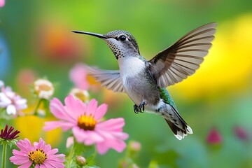 Fototapeta premium Hummingbird flying in nature 
