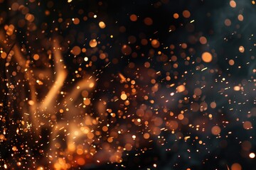 Fototapeta premium sparks like particles floating in air over black background