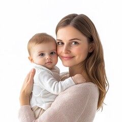 Caucasian mother lovingly holding baby indoors during a tender bonding moment