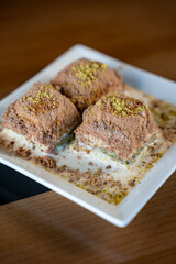 Traditional Turkish dessert cold baklava.