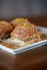 Traditional Turkish dessert cold baklava.