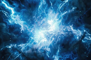 Blue and white energy with electrical electricy plasma power crackling fusion