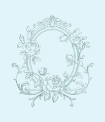Floral Wedding monogram crest design. Vintage wedding monogram design. Wedding initial.

