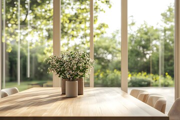 Fototapeta premium Elegant dining room with sunlight
