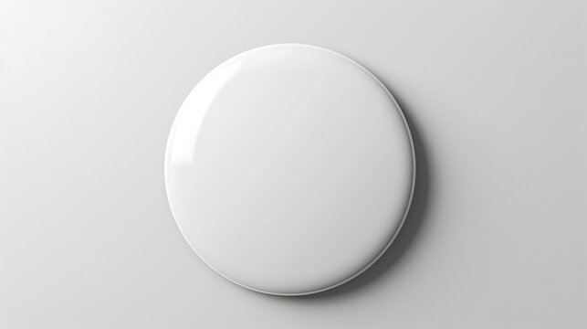 White blank badge. Glossy round button. Pin badge