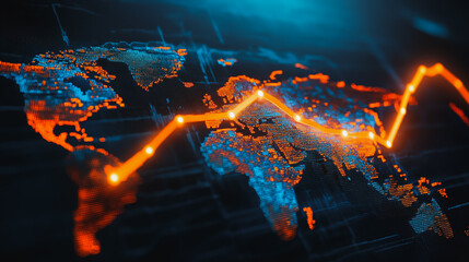 Abstract business network Around the world and charts and graphs with statistics to innovative analyze business potential and forecast future development of companies growth.