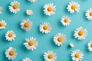 Daisy pattern on turquoise background