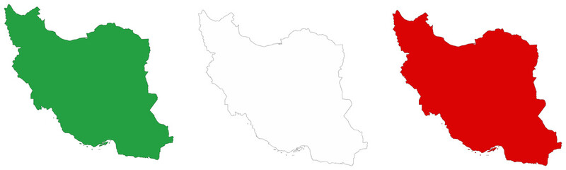 Iran Country Map in it's patriotic flag color set