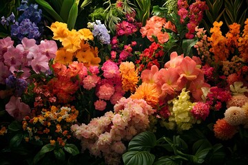 Floral display flowers arrangement vibrant colors 