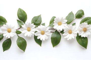 Obraz premium Floral branch with daisies and leaves