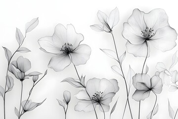 Line art floral illustrations