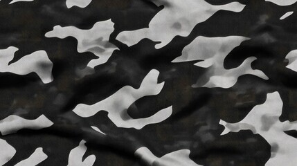 Fototapeta premium Black and white camouflage fabric texture background
