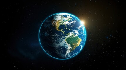 Fototapeta premium Earth From Space with Sun Rays