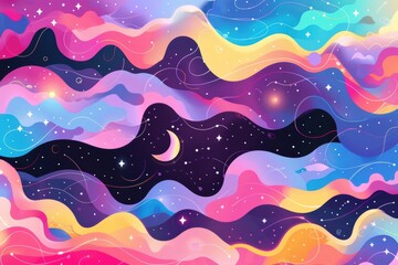 Abstract background of a sweet, cute night with soft glowing stars